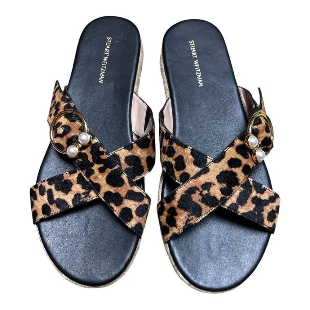 NWOB Stuart Weitzman Leopard Print Espadrille Sandals Size 9